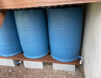 Barrels under porch